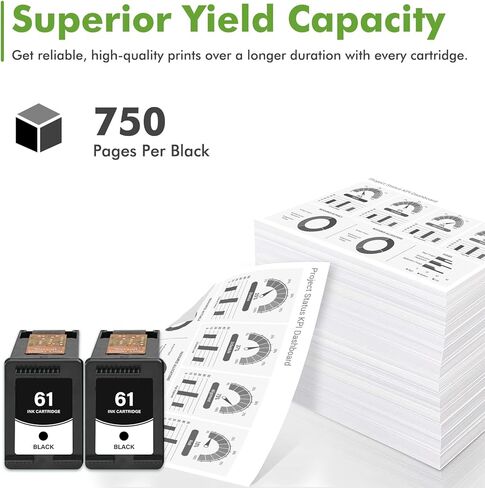 61 61XL Black Ink Cartridge Replacement for 61 XL Black Ink Cartridges Work for Envy 4500 5530 Officejet 4630 4635 Envy 4502 4501 Deskjet 1000 1010 Printer High Yield Black 2-Pack in Kuwait