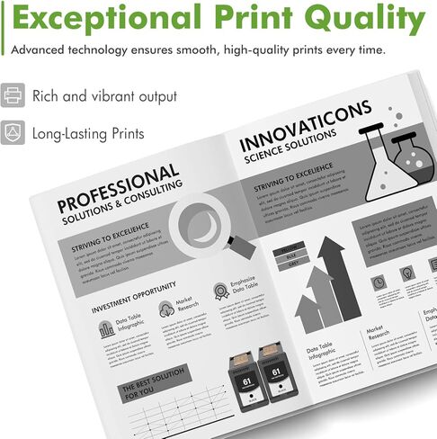 61 61XL Black Ink Cartridge Replacement for 61 XL Black Ink Cartridges Work for Envy 4500 5530 Officejet 4630 4635 Envy 4502 4501 Deskjet 1000 1010 Printer High Yield Black 2-Pack in Kuwait