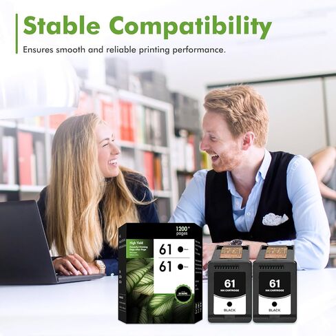 61 61XL Black Ink Cartridge Replacement for 61 XL Black Ink Cartridges Work for Envy 4500 5530 Officejet 4630 4635 Envy 4502 4501 Deskjet 1000 1010 Printer High Yield Black 2-Pack in Kuwait
