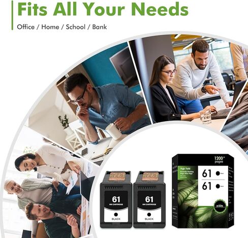 61 61XL Black Ink Cartridge Replacement for 61 XL Black Ink Cartridges Work for Envy 4500 5530 Officejet 4630 4635 Envy 4502 4501 Deskjet 1000 1010 Printer High Yield Black 2-Pack in Kuwait