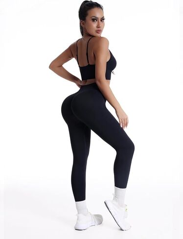Women Seamless Workout Sets Strappy Sports Bra High Waist Booty Shorts Outfits in Saudi Arabia
