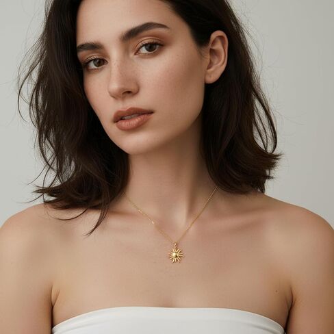 14K Gold Necklaces for Women Gold Necklace for Women Trendy Sun Necklace Bright Enchanting and Full of Charm Sun Pendant Necklaces for Womens in Kuwait