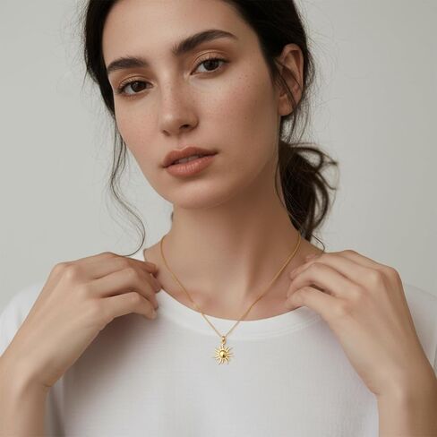 14K Gold Necklaces for Women Gold Necklace for Women Trendy Sun Necklace Bright Enchanting and Full of Charm Sun Pendant Necklaces for Womens in Kuwait