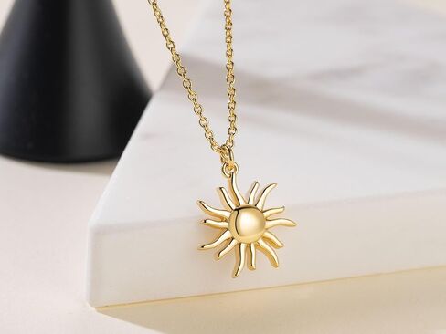 14K Gold Necklaces for Women Gold Necklace for Women Trendy Sun Necklace Bright Enchanting and Full of Charm Sun Pendant Necklaces for Womens in Kuwait