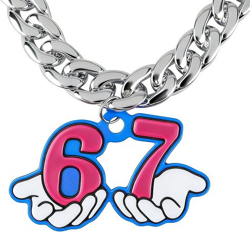 67 قلادة - تحف وعروض قزم ممتعة، 67 ديكورات عيد ميلاد 28 بوصة سلسلة من الراتنج مع قلادة 6 7، سلسلة 6 7 هدية Y2K Geo عصرية in Kuwait