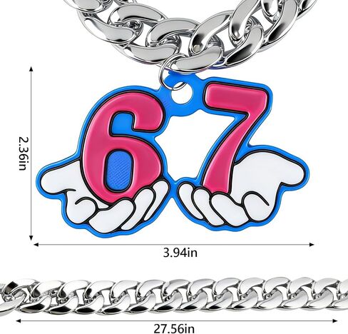 67 قلادة - تحف وعروض قزم ممتعة، 67 ديكورات عيد ميلاد 28 بوصة سلسلة من الراتنج مع قلادة 6 7، سلسلة 6 7 هدية Y2K Geo عصرية in Kuwait