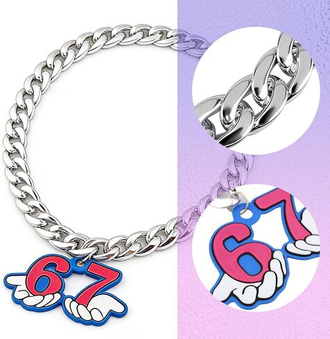 67 قلادة - تحف وعروض قزم ممتعة، 67 ديكورات عيد ميلاد 28 بوصة سلسلة من الراتنج مع قلادة 6 7، سلسلة 6 7 هدية Y2K Geo عصرية in Kuwait