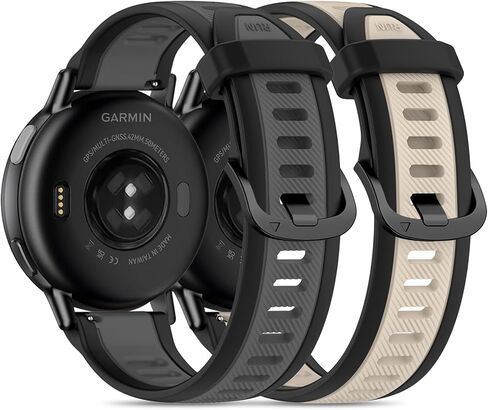 أحزمة ساعة من السيليكون لـ Garmin Forerunner 165/55/570-42 مم/245/645، Vivoactive 6/5/3، 20 مم سريعة الإصدار، قطعتان من حزام استبدال المطاط الناعم لنمط Vivomove/Luxe/HR/Sport للنساء والرجال in Kuwait