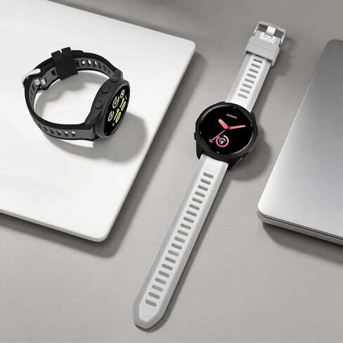 أحزمة ساعة من السيليكون لـ Garmin Forerunner 165/55/570-42 مم/245/645، Vivoactive 6/5/3، 20 مم سريعة الإصدار، قطعتان من حزام استبدال المطاط الناعم لنمط Vivomove/Luxe/HR/Sport للنساء والرجال in Kuwait