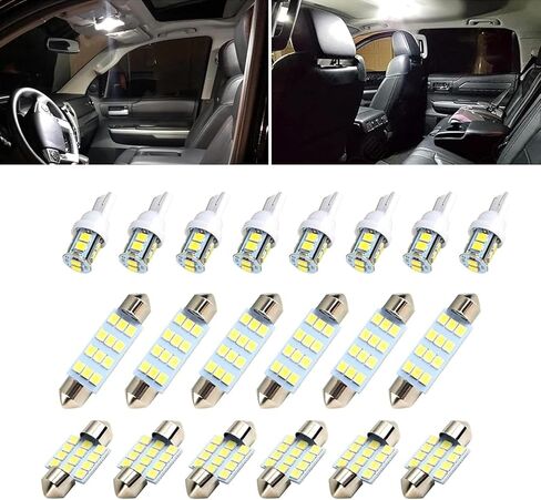 ijuicy 20 PCS Dome Light Interior Car Lights Bulb Kit Sets, T10 + 31 mm + 42 mm 10W 12V 500LM 6000K LED Bulb, Universal for License Plate Light, Trunk Light, Map Dome Lights, Door Lights (White) in Saudi Arabia