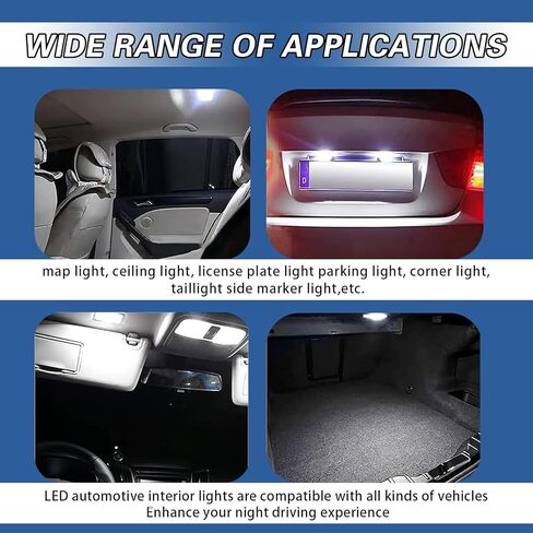 ijuicy 20 PCS Dome Light Interior Car Lights Bulb Kit Sets, T10 + 31 mm + 42 mm 10W 12V 500LM 6000K LED Bulb, Universal for License Plate Light, Trunk Light, Map Dome Lights, Door Lights (White) in Saudi Arabia