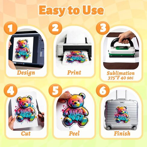 Joyclub Sublimation Sticker Paper, 60 Sheets 8.5x11 Glossy Transparent Waterproof Sticker Paper Vinyl for Sublimation Inkjet Printer and Heat Press, High Clarity for Mugs and Labels in Kuwait