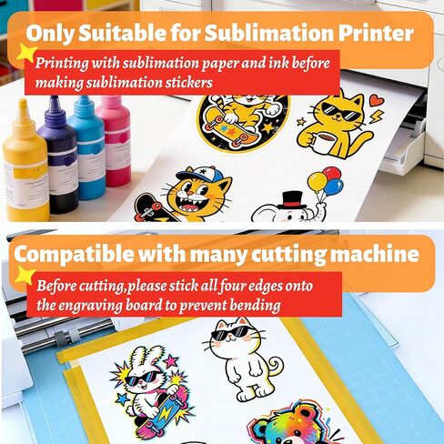 Joyclub Sublimation Sticker Paper, 60 Sheets 8.5x11 Glossy Transparent Waterproof Sticker Paper Vinyl for Sublimation Inkjet Printer and Heat Press, High Clarity for Mugs and Labels in Kuwait
