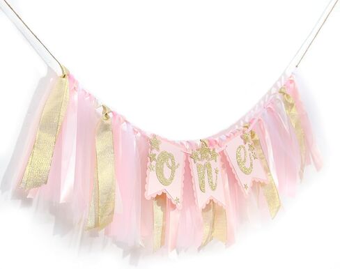 Glitter Star One Birthday Highchair Banner - Little Princess First Party Decorations, Sweet One Birthday Decorations, Twinkle Twinkle Little Star Garland, Pink Girl 1st Photo Prop Cake Smash in Kuwait