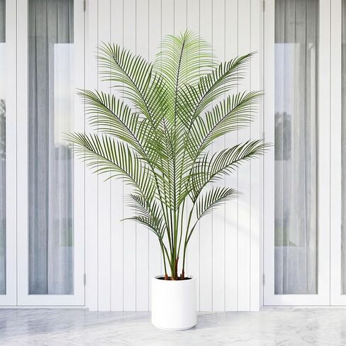 Artificial Palm Tree 5FT Tall Faux Palm Tree Indoor Fake Plants Faux Tropical Plant, UV Resistant & Maintenance Free Indoor/Outdoor Fake Tree in Pot for Home Office Living Room Patio Decor in Saudi Arabia