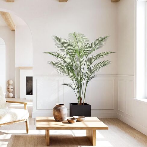 Artificial Palm Tree 5FT Tall Faux Palm Tree Indoor Fake Plants Faux Tropical Plant, UV Resistant & Maintenance Free Indoor/Outdoor Fake Tree in Pot for Home Office Living Room Patio Decor in Saudi Arabia