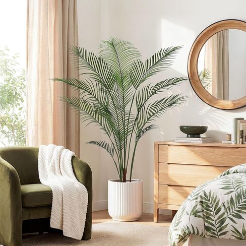 Artificial Palm Tree 5FT Tall Faux Palm Tree Indoor Fake Plants Faux Tropical Plant, UV Resistant & Maintenance Free Indoor/Outdoor Fake Tree in Pot for Home Office Living Room Patio Decor in Saudi Arabia