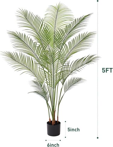 Artificial Palm Tree 5FT Tall Faux Palm Tree Indoor Fake Plants Faux Tropical Plant, UV Resistant & Maintenance Free Indoor/Outdoor Fake Tree in Pot for Home Office Living Room Patio Decor in Saudi Arabia