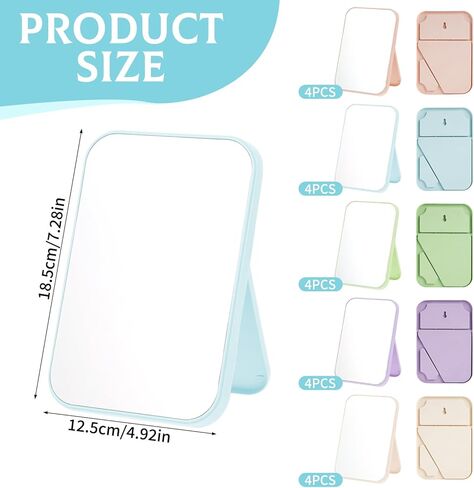 20 Pcs Spa Party Mirrors for Women, Makeup Mirrors with Foldable Stand, Tabletop Vanity Mirrors Bulk, Slumber Birthday Party Favors, Sleepover Accessories and Gifts (Purple Green Pink Blue Beige) in Kuwait