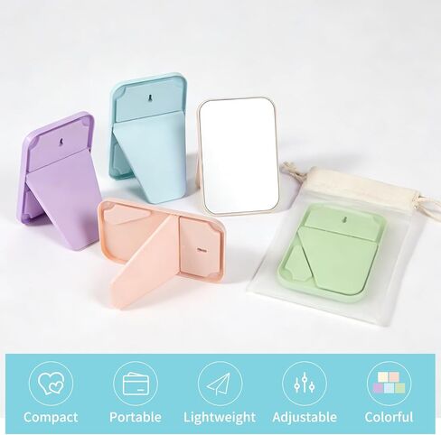20 Pcs Spa Party Mirrors for Women, Makeup Mirrors with Foldable Stand, Tabletop Vanity Mirrors Bulk, Slumber Birthday Party Favors, Sleepover Accessories and Gifts (Purple Green Pink Blue Beige) in Kuwait
