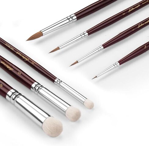 Kolinsky Sable Miniature Brushes Drybrushes for Miniature Set 7 pcs Paint Brushes for Miniature Oil Acrylics Model Paint Brushes #3, 5, 6 in Kuwait