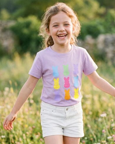 Ritatte Kids Girls Easter Shirt Cute Bunny Rabbit Graphic T-Shirt Happy Easter Tees Funny Casual Short Sleeve Tops 7-12Y in Saudi Arabia