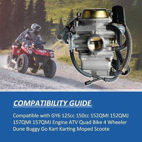 مكربن ​​GY6 24 مم لمحركات 125cc 150cc رباعية الأشواط، متوافق مع 152QMJ 157QMI دراجة نارية سكوتر ATV Go Kart، PD24J Carb in Kuwait
