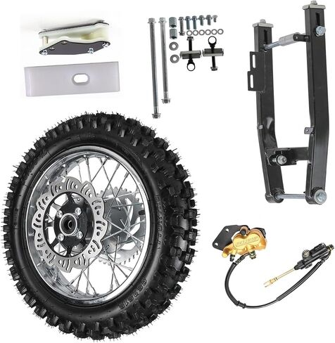 80/100-12 Rear Wheel Tire Rim & Swingarm Brake Caliper Master Kit for Pit Bike Apollo SSR CRF70 CRF50 XR50 XR70 110cc 125cc 140cc | 12" Rear Wheel Assembly with Chain Slider & Chain Guide in Kuwait