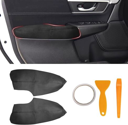 Compatible with Front Door Panels Armrest Cover for Honda CRV 2017-2025 Leather Left & Right Front Door Armrest Trim with Installation Tool 2PCS Black (Leather Only) in Saudi Arabia