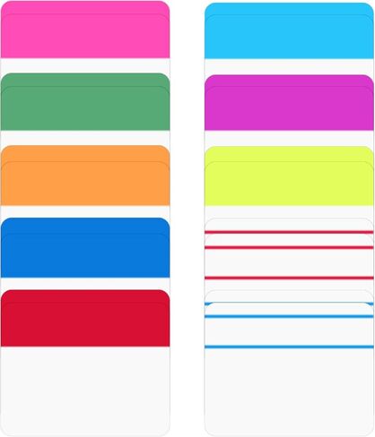 400Pcs Tabs 2'' Sticky Tabs, Colored Writable Repositionable File Tab Flags Index Tab Self Adhesive Reading Divider Sticker for Books Notebooks Binders File Folders (20 Sets) in Saudi Arabia