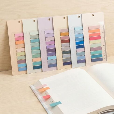 1200Pcs Sticky Note Tabs 60 Colors Writable Page Sticky Notes Waterproof PET Page Markers with Ruler Transparent Self-Adhesive Classify File Label Memo Stickers for Office School in Saudi Arabia