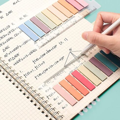 1200Pcs Sticky Note Tabs 60 Colors Writable Page Sticky Notes Waterproof PET Page Markers with Ruler Transparent Self-Adhesive Classify File Label Memo Stickers for Office School in Saudi Arabia