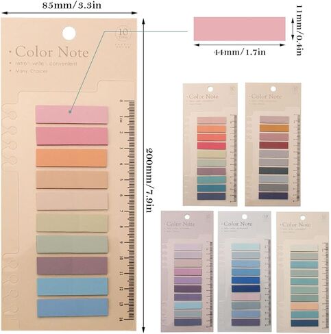 1200Pcs Sticky Note Tabs 60 Colors Writable Page Sticky Notes Waterproof PET Page Markers with Ruler Transparent Self-Adhesive Classify File Label Memo Stickers for Office School in Saudi Arabia
