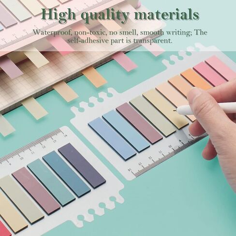 1200Pcs Sticky Note Tabs 60 Colors Writable Page Sticky Notes Waterproof PET Page Markers with Ruler Transparent Self-Adhesive Classify File Label Memo Stickers for Office School in Saudi Arabia