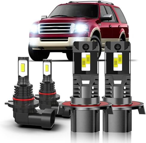 For Ford Expedition 2007 2008 2009 2010 2011 2012 2013 2014 Light Bulbs combo,9008 Hi-Low Beam 9145 Fog Light Bulbs,6000K White,800% Brighter Lightness,Plug and Play,60,000+ Hours Lifespan(Pack of 4) in Kuwait