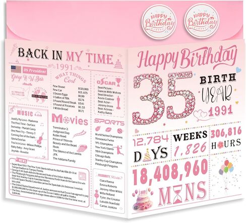 21st Birthday Card for Women Her, 21st Birthday Decoration, Sweet Funny 21 Year Old Birthday Gifts Idea, Greeting Cards for Daughter Friends Sister Niece Girls, Jumbo Back In 2005 Pink in Kuwait