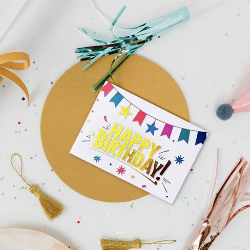 150 Happy Birthday Cards Bulk, Gold Foil Printing with Envelopes and Stickers - 6 Designs Greeting Notes with Messages Inside for Office, Employees,Business, Personal 4x6 Inch in Kuwait
