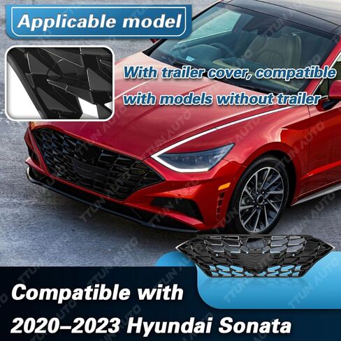 Compatible with 2020-2023 Hyundai Sonata Limited/SEL Front Bumper Grille Sports Edition Frong center,86351-L0400(With Sensor Hole Without Camera Hole) in Kuwait