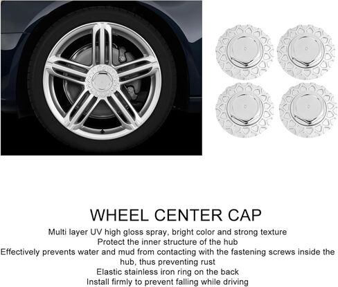 4PCS Car Wheel Center Cap 157mm Silver Stable Structure Lotus Shape Universal Fit Car Rim Hub Caps for Vehicles in Saudi Arabia