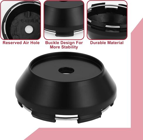 Universal Car Wheel Center Hub Cap/Rim Cover Hub Caps/for Most Cars/Snap-in Plastic 65mm 2.56" OD / 4 Pcs Matte Black in Saudi Arabia