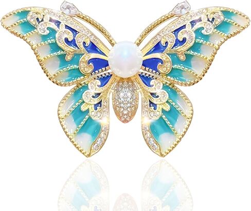 Animal Brooches for Women Enamel Pearl Butterfly/Crystal Peacock Brooch Gold Animal Pins Christmas Gifts for Mother Wife in Saudi Arabia