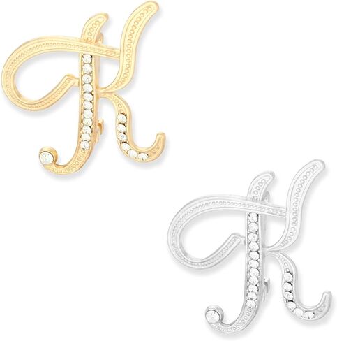 Alphabet Brooch Set, Zinc Alloy Initial Pin, Silver and Gold, 2-Piece, Contemporary Style, 1.96 Inches in Saudi Arabia