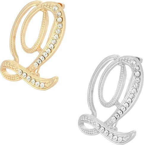 Alphabet Brooch Set, Zinc Alloy Initial Pin, Silver and Gold, 2-Piece, Contemporary Style, 1.96 Inches in Saudi Arabia