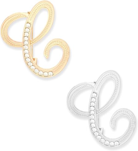 Alphabet Brooch Set, Zinc Alloy Initial Pin, Silver and Gold, 2-Piece, Contemporary Style, 1.96 Inches in Saudi Arabia