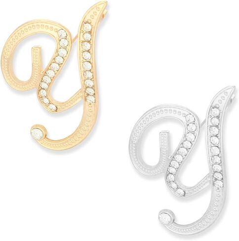 Alphabet Brooch Set, Zinc Alloy Initial Pin, Silver and Gold, 2-Piece, Contemporary Style, 1.96 Inches in Saudi Arabia