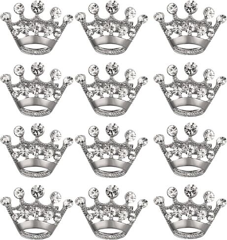 LUOEM 12 Pieces Crown Brooch Fashion Diamond Wedding Party Pageant Tiara Crown Corsage for Wedding Valentine's Day Supplies (Silver) in Kuwait
