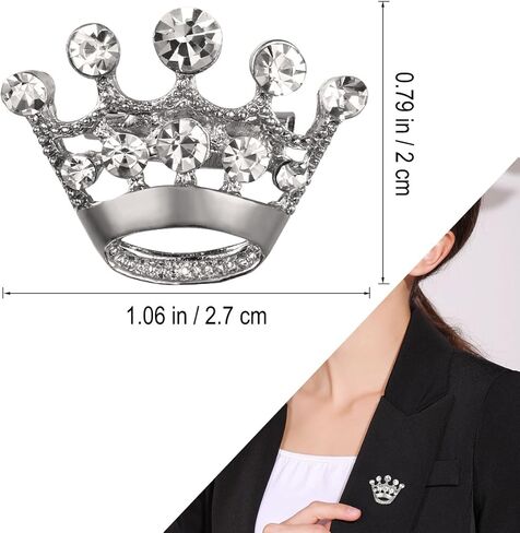 LUOEM 12 Pieces Crown Brooch Fashion Diamond Wedding Party Pageant Tiara Crown Corsage for Wedding Valentine's Day Supplies (Silver) in Kuwait