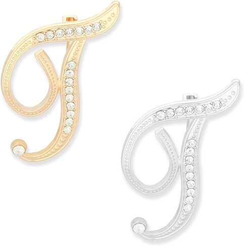 Alphabet Brooch Set, Zinc Alloy Initial Pin, Silver and Gold, 2-Piece, Contemporary Style, 1.96 Inches in Saudi Arabia