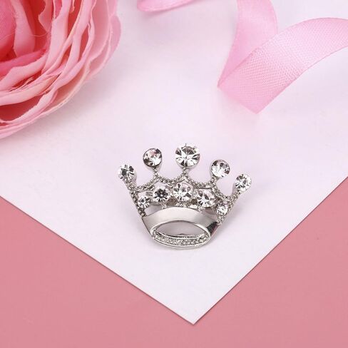LUOEM 12 Pieces Crown Brooch Fashion Diamond Wedding Party Pageant Tiara Crown Corsage for Wedding Valentine's Day Supplies (Silver) in Kuwait