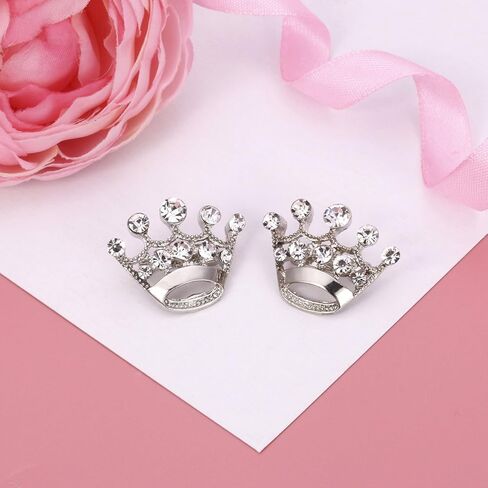 LUOEM 12 Pieces Crown Brooch Fashion Diamond Wedding Party Pageant Tiara Crown Corsage for Wedding Valentine's Day Supplies (Silver) in Kuwait